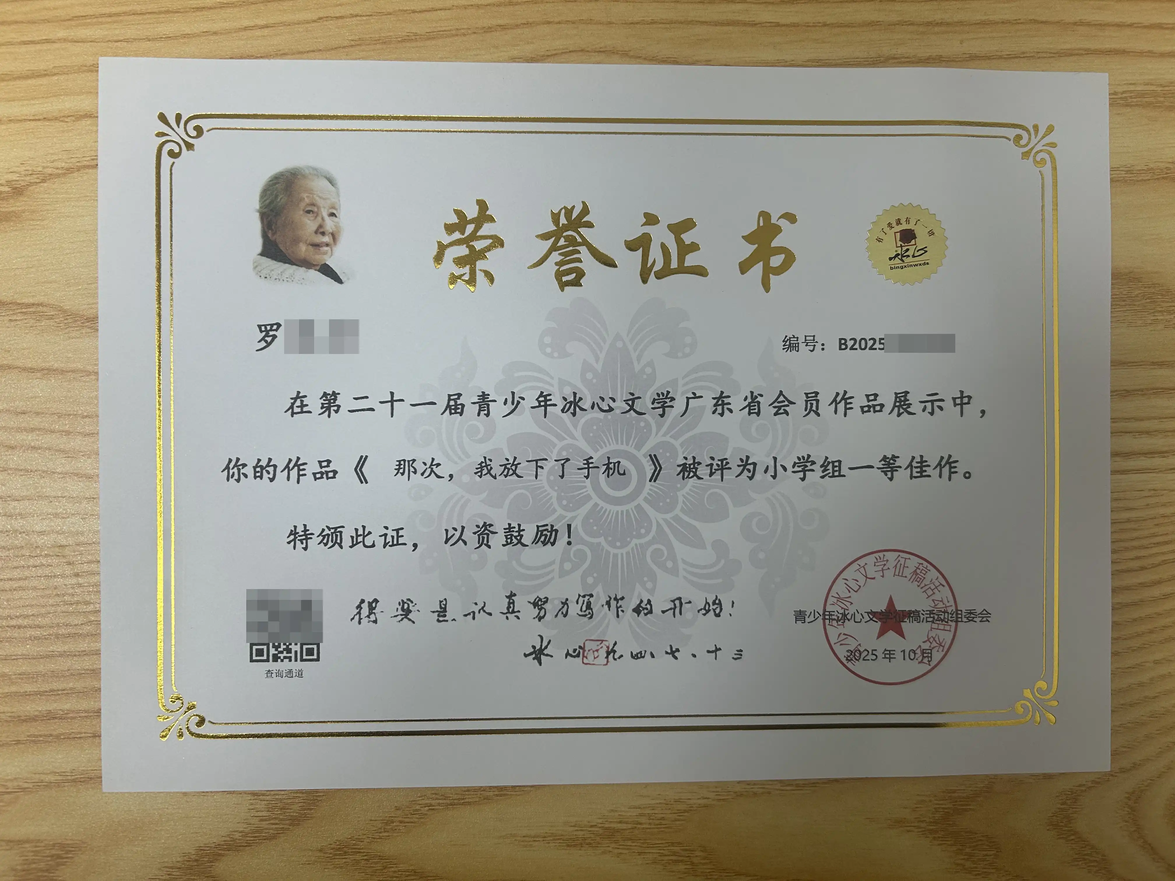 罗同学-冰心杯小学组一等佳作